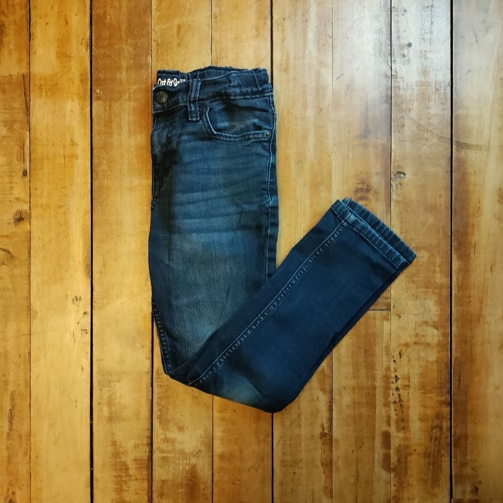Cat & Jack skinny jeans 10 boys dark wash cotton adjustable waist
